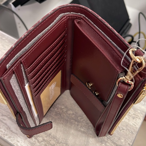 Michael Kors Jet Set Travel Large Double-Zip Wristlet-Wallet-PhoneHolder Oxblood - Picture 14 of 16